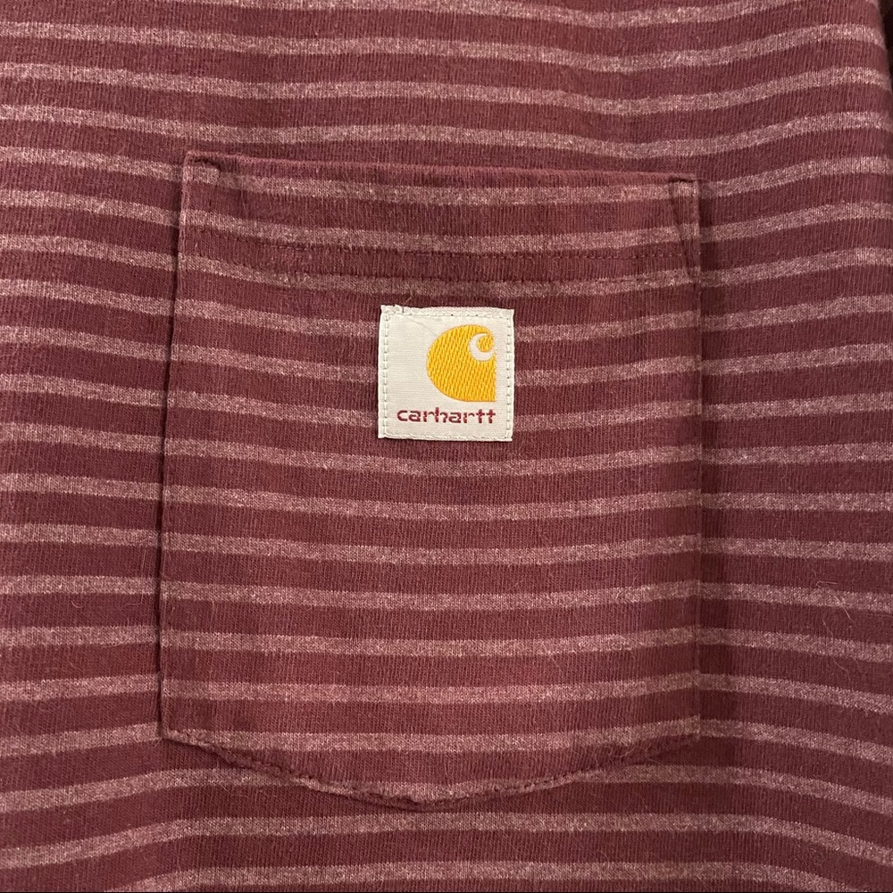 Large striped carhartt tshirt maroon tee